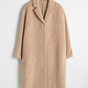 & Other Stories Wool Blend Long Coat - Camel/Beige